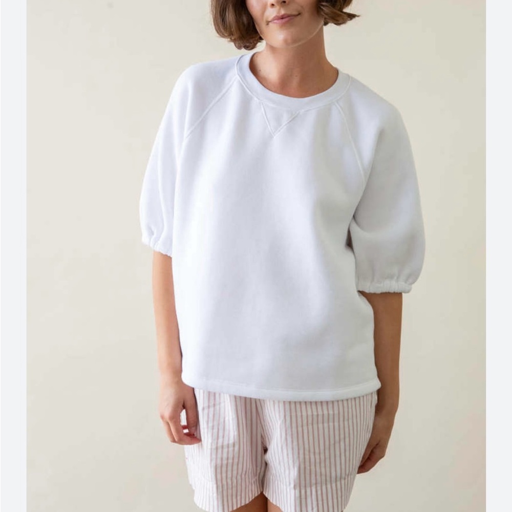 XiRENA Bowie White Woman Sweatshirt Top Soft Loose Boxy short sleeve Size S